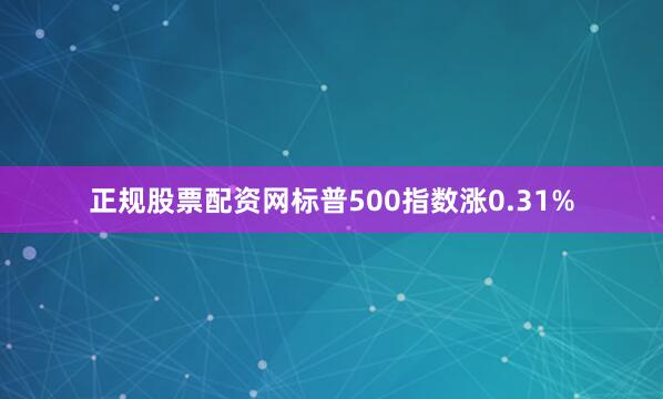 正规股票配资网标普500指数涨0.31%